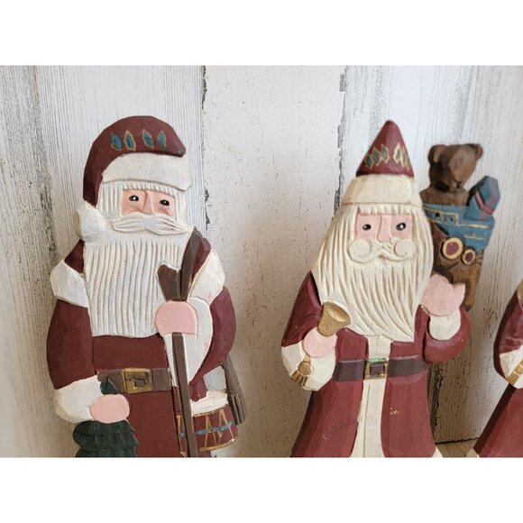 Wooden Santa Claus set tree toy sack figure Xmas decor - Picture 2 of 10
